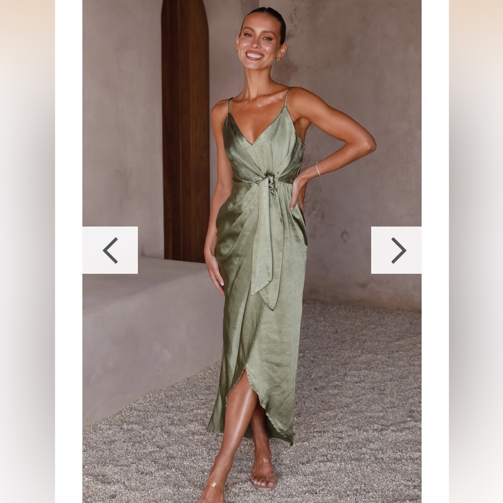 Billy J Tyra Maxi Dress - Olive (Size 6)